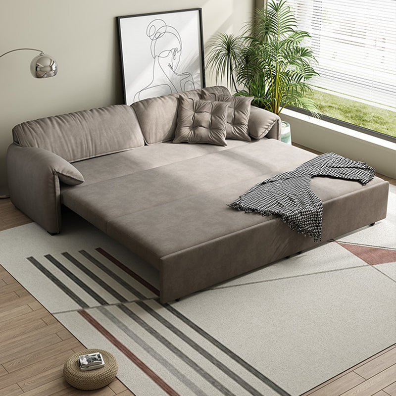 Divano letto scandinavo in tessuto in tessuto grigio dormiente con scatola