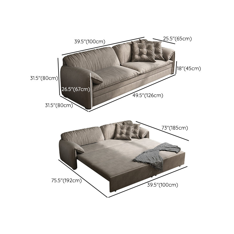 Divano letto scandinavo in tessuto in tessuto grigio dormiente con scatola