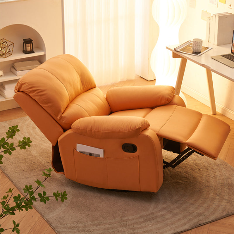 Modern Faux Leather Recliner 33.5" W Swivel Recliner Chair with Side Pockets