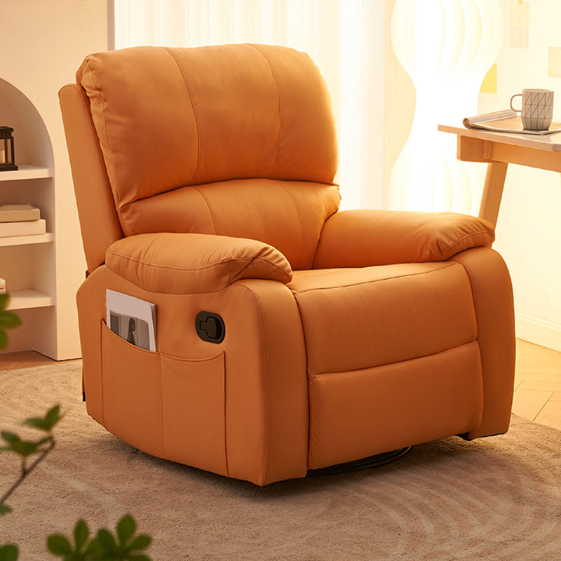 Modern Faux Leather Recliner 33.5" W Swivel Recliner Chair with Side Pockets