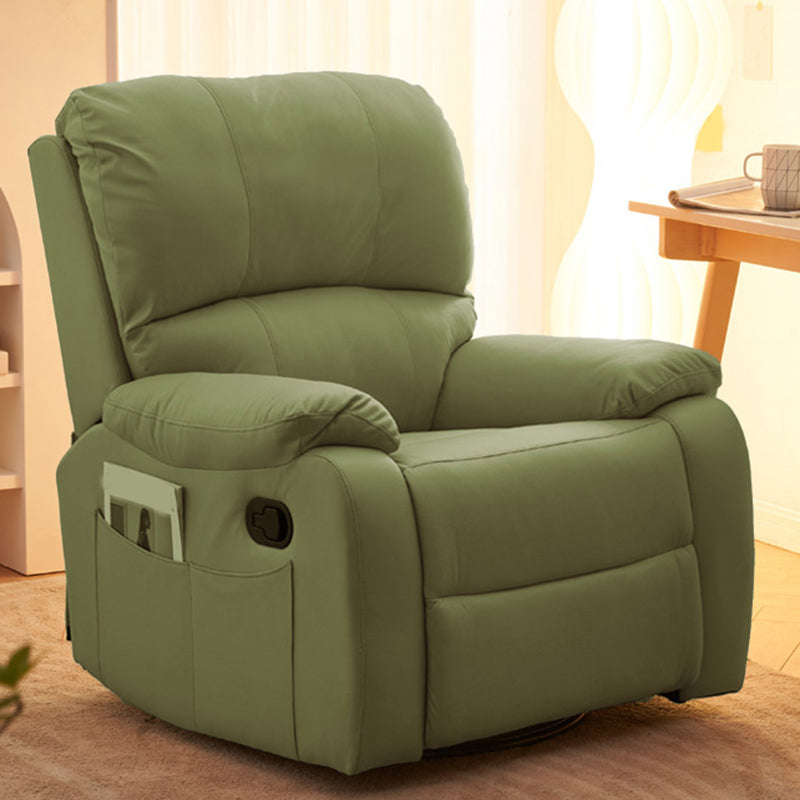 Modern Faux Leather Recliner 33.5" W Swivel Recliner Chair with Side Pockets