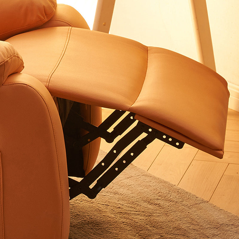 Modern Faux Leather Recliner 33.5" W Swivel Recliner Chair with Side Pockets