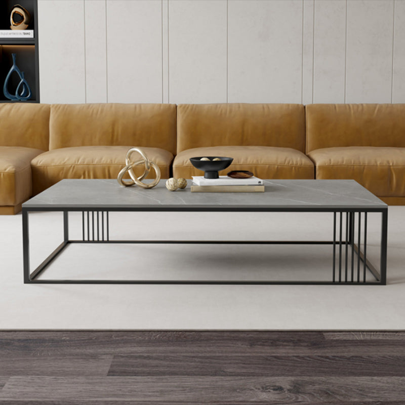 Contemporary 17.7" H Coffee Table Rectangular Stone Top Simple Cocktail Table Clearhalo 'Coffee & Accent Tables' 'Coffee Tables' 'coffee_tables' 'furn' 'furn_coffee_tables' 'Furniture' 'Living Room Furniture' 6919902