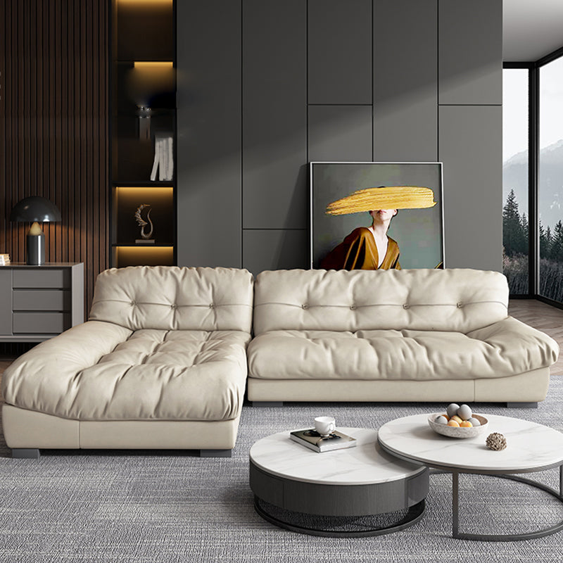 Sofá minimalista de cuero sintético contemporáneo y cojines con almohada de almohada de chaise sofá