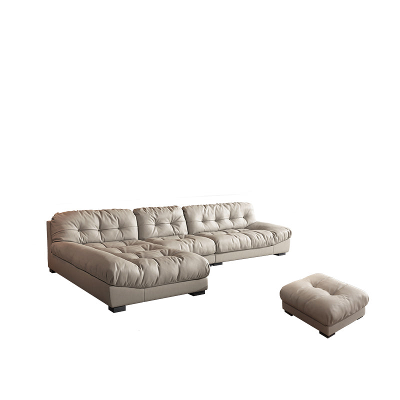 Sofá minimalista de cuero sintético contemporáneo y cojines con almohada de almohada de chaise sofá