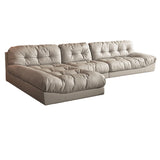 Contemporary Faux Leather Minimalist Sofa and Chaise Pillow Top Arm Cushions Sofa