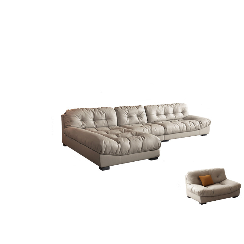 Sofá minimalista de cuero sintético contemporáneo y cojines con almohada de almohada de chaise sofá