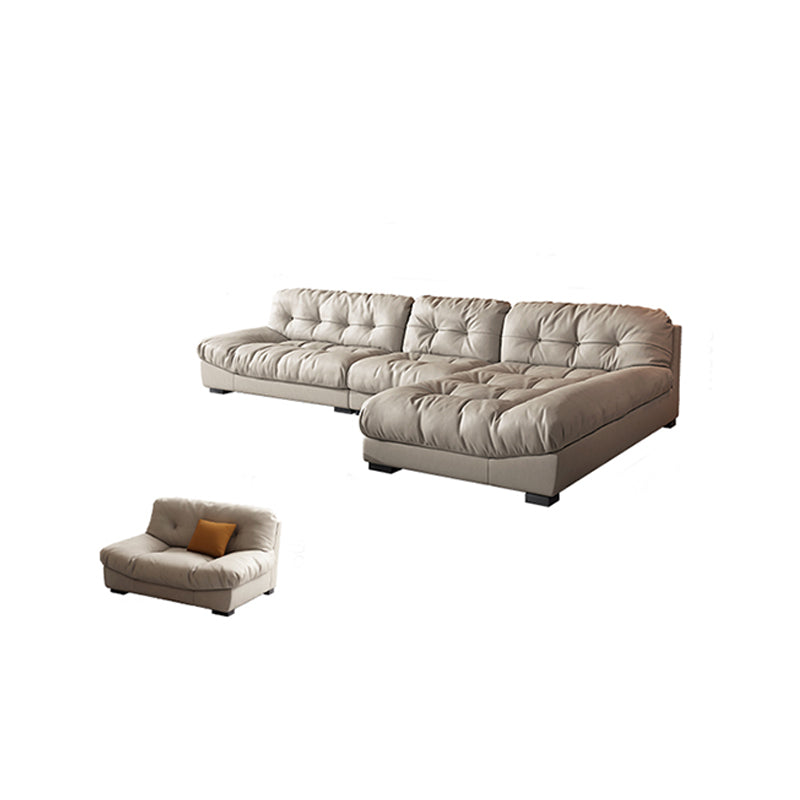 Sofá minimalista de cuero sintético contemporáneo y cojines con almohada de almohada de chaise sofá