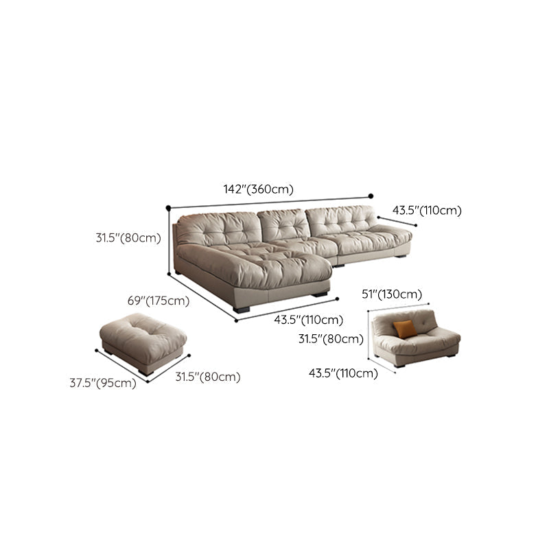 Sofá minimalista de cuero sintético contemporáneo y cojines con almohada de almohada de chaise sofá