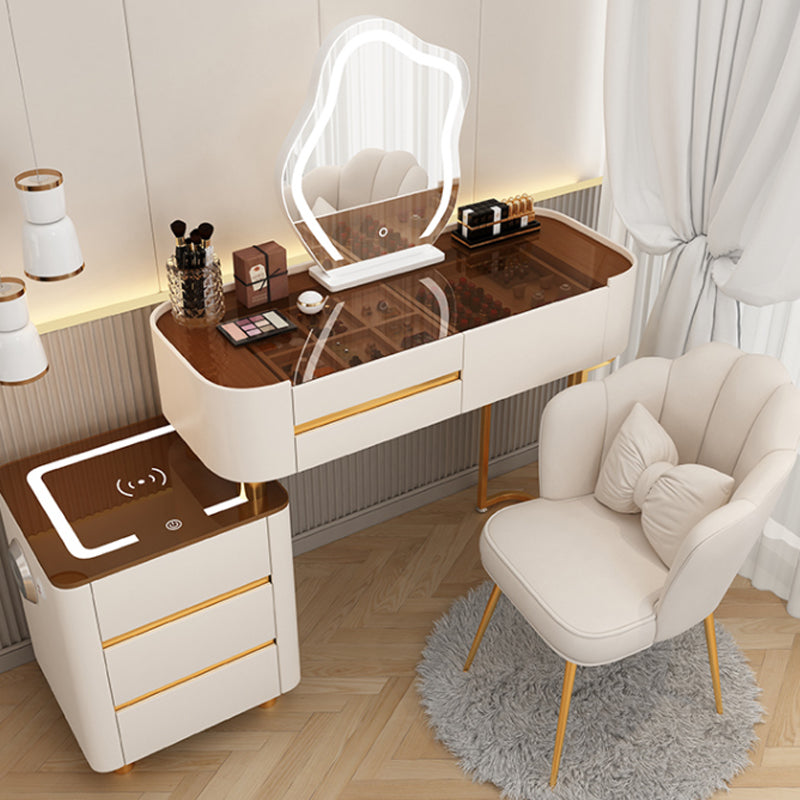 Contemporary Glass Makeup Vanity Desk Bedroom Vanity Dressing Table with Drawer