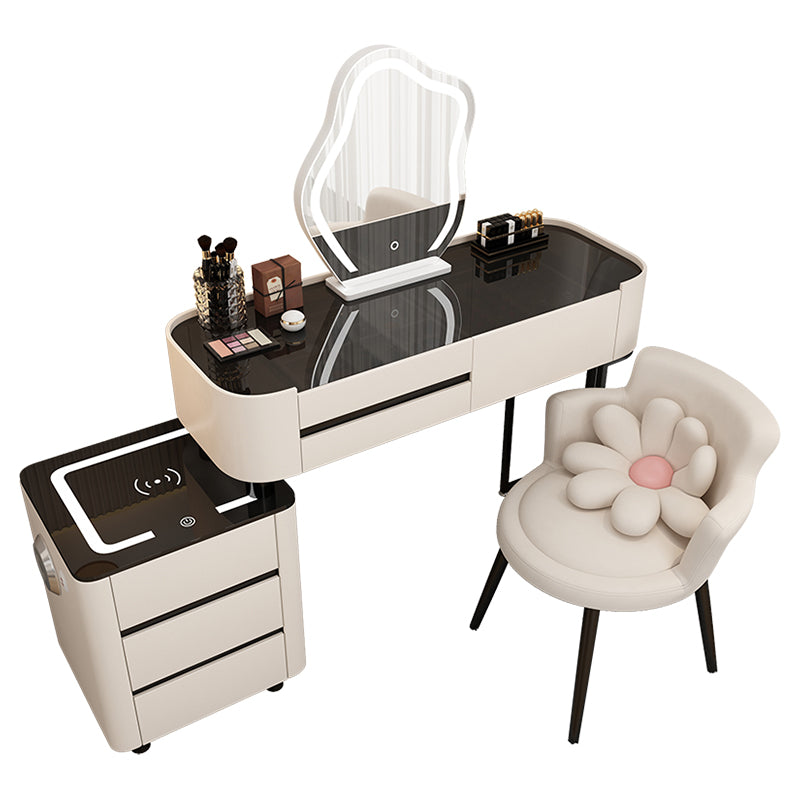 Contemporary Glass Makeup Vanity Desk Bedroom Vanity Dressing Table with Drawer