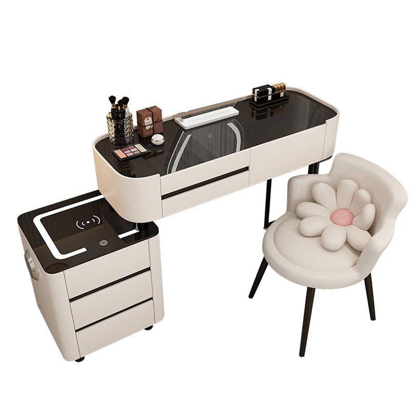 Contemporary Glass Makeup Vanity Desk Bedroom Vanity Dressing Table with Drawer