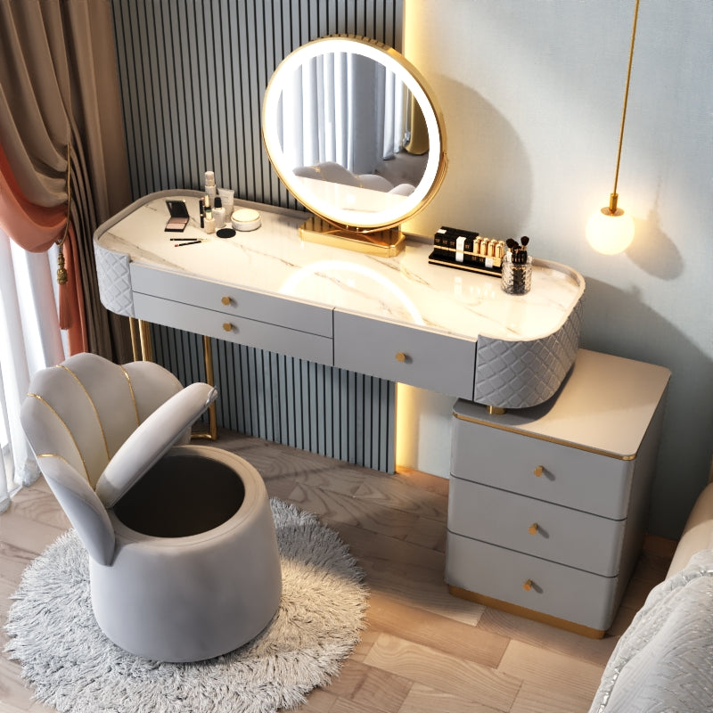 Glam Glass Makeup Vanity Desk Bedroom Vanity Dressing Table with Drawer Clearhalo 'Bedroom Furniture' 'furn' 'furn_makeup_vanities' 'Furniture' 'Makeup Vanities' 'makeup_vanities' 6920039