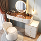 Glam Glass Makeup Vanity Desk Bedroom Vanity Dressing Table with Drawer Clearhalo 'Bedroom Furniture' 'furn' 'furn_makeup_vanities' 'Furniture' 'Makeup Vanities' 'makeup_vanities' 6920042