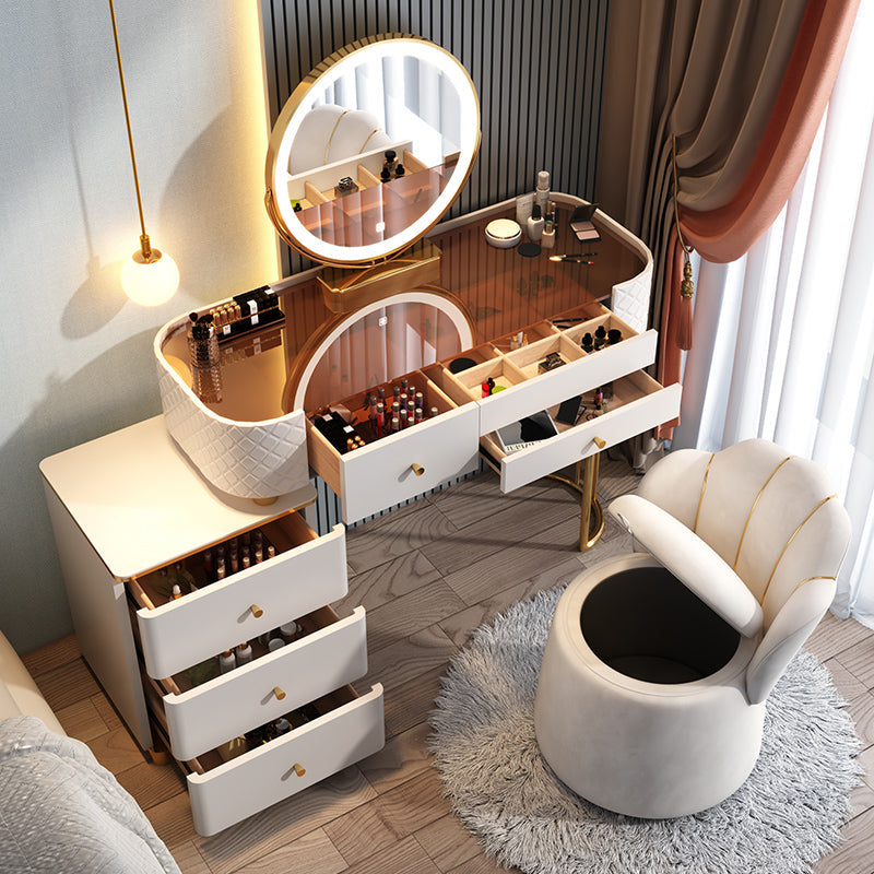 Glam Glass Makeup Vanity Desk Bedroom Vanity Dressing Table with Drawer Clearhalo 'Bedroom Furniture' 'furn' 'furn_makeup_vanities' 'Furniture' 'Makeup Vanities' 'makeup_vanities' 6920045
