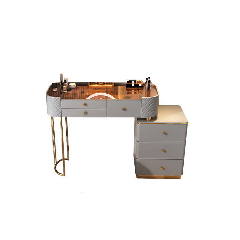Glam Glass Makeup Vanity Desk Bedroom Vanity Dressing Table with Drawer Clearhalo 'Bedroom Furniture' 'furn' 'furn_makeup_vanities' 'Furniture' 'Makeup Vanities' 'makeup_vanities' 6920064