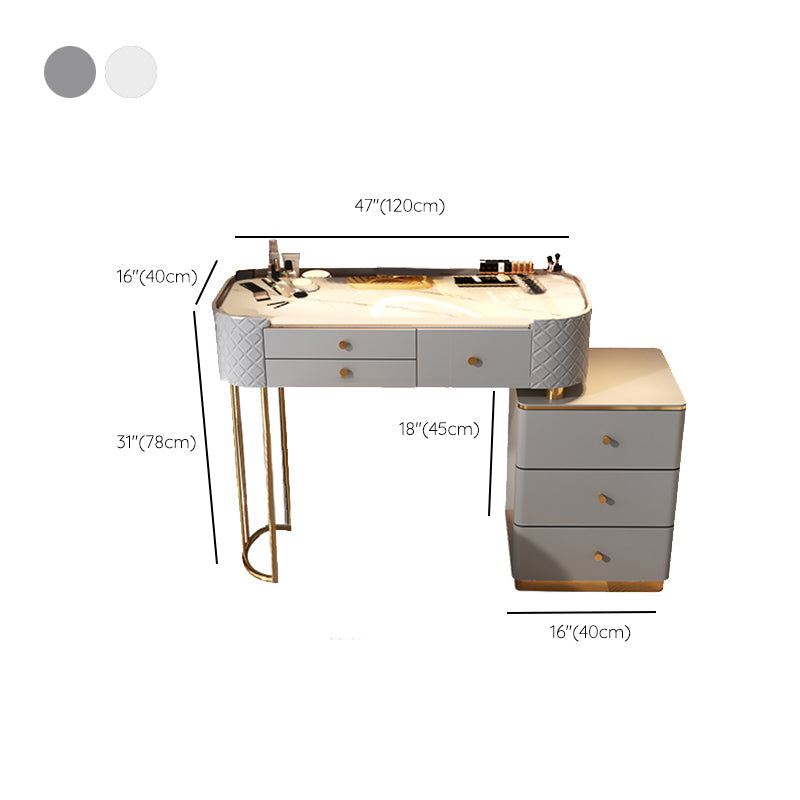 Glam Glass Makeup Vanity Desk Bedroom Vanity Dressing Table with Drawer Clearhalo 'Bedroom Furniture' 'furn' 'furn_makeup_vanities' 'Furniture' 'Makeup Vanities' 'makeup_vanities' 6920070