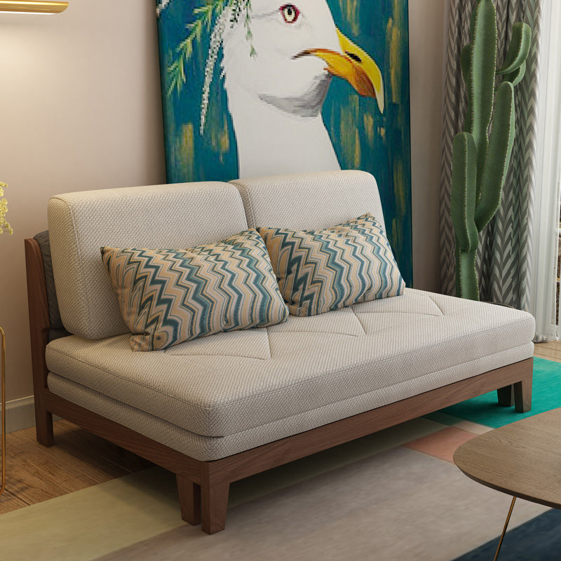 Living Room Convertible Sofas Pillow Back Armless Futon Sleeper Sofa Bed Beige Clearhalo 'furn' 'furn_futons' 'Furniture' 'Futons & Daybeds' 'Futons' 'Living Room Furniture' 6920111