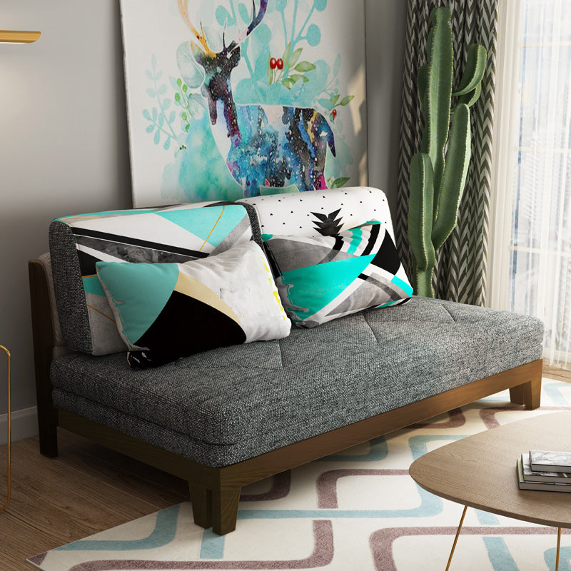 Living Room Convertible Sofas Pillow Back Armless Futon Sleeper Sofa Bed Dark Gray Clearhalo 'furn' 'furn_futons' 'Furniture' 'Futons & Daybeds' 'Futons' 'Living Room Furniture' 6920113