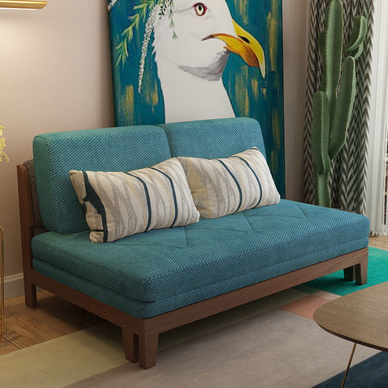 Living Room Convertible Sofas Pillow Back Armless Futon Sleeper Sofa Bed Sky Blue Clearhalo 'furn' 'furn_futons' 'Furniture' 'Futons & Daybeds' 'Futons' 'Living Room Furniture' 6920115