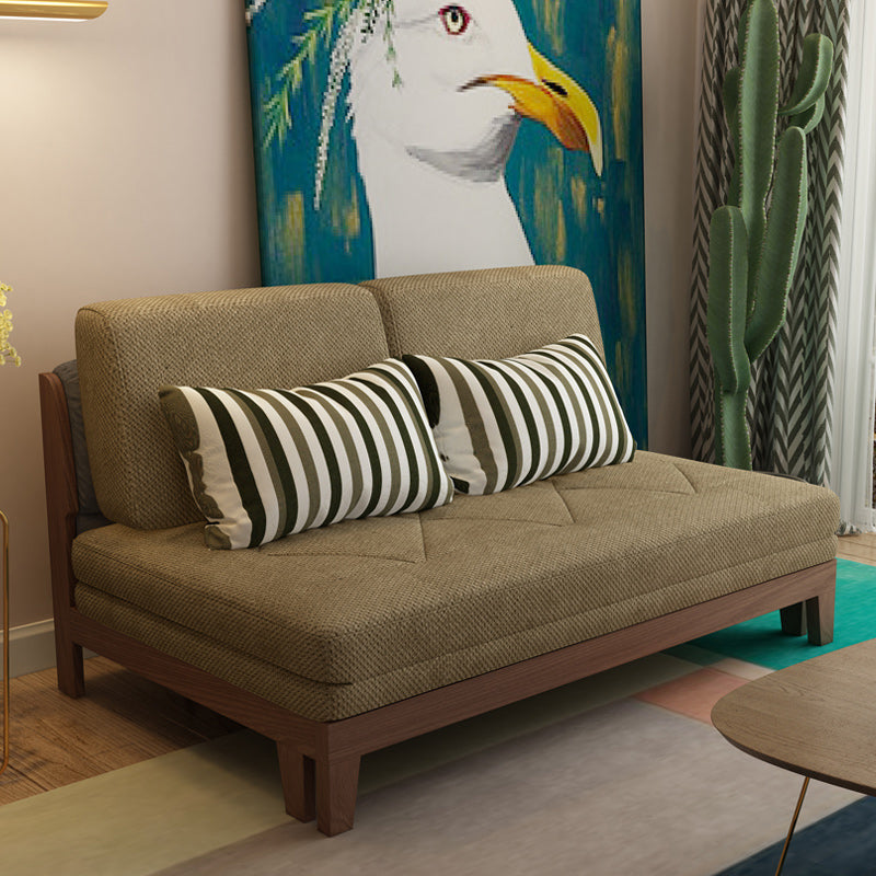 Living Room Convertible Sofas Pillow Back Armless Futon Sleeper Sofa Bed Khaki Clearhalo 'furn' 'furn_futons' 'Furniture' 'Futons & Daybeds' 'Futons' 'Living Room Furniture' 6920121