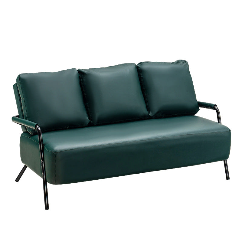 Sofá de metal con almohadas de refuerzo contemporáneas con asientos de cuatro patas