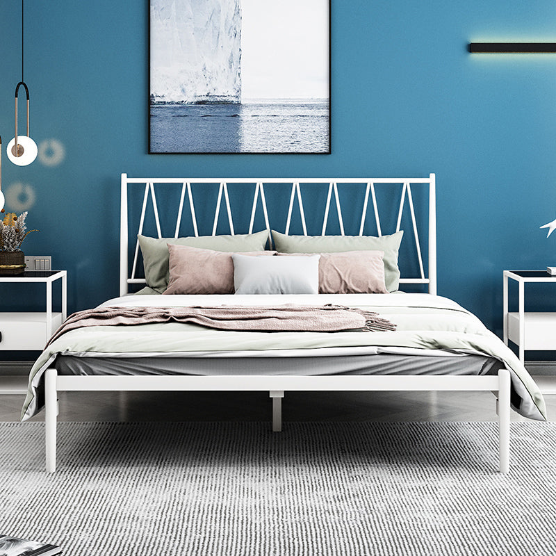 Metal Open-Frame Bed Minimalist Mattress Included Standard Bed White Bed & Mattress Clearhalo 'Bedroom Furniture' 'Beds' 'furn' 'furn_beds' 'Furniture' 6920318