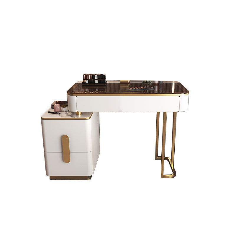 Glam Glass Bedroom Vanity Desk 4 Drawer Vanity Dressing Table Clearhalo 'Bedroom Furniture' 'furn' 'furn_makeup_vanities' 'Furniture' 'Makeup Vanities' 'makeup_vanities' 6920387