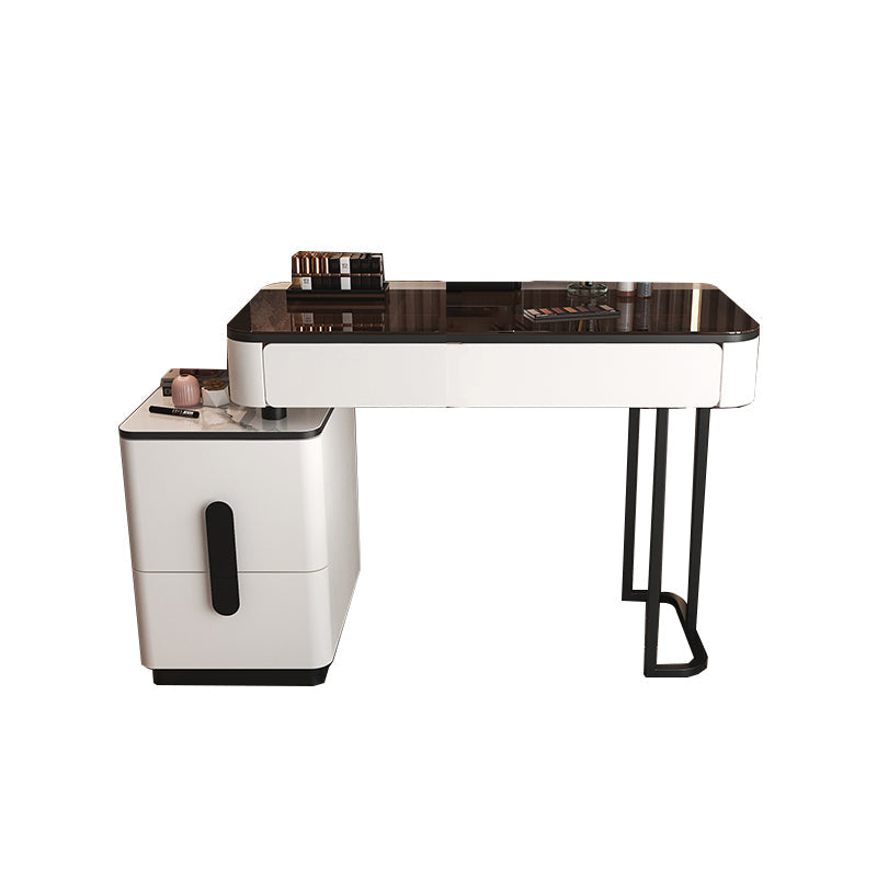 Glam Glass Bedroom Vanity Desk 4 Drawer Vanity Dressing Table Clearhalo 'Bedroom Furniture' 'furn' 'furn_makeup_vanities' 'Furniture' 'Makeup Vanities' 'makeup_vanities' 6920389