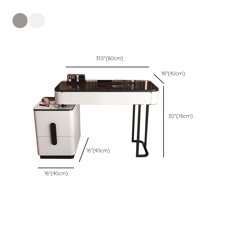 Glam Glass Bedroom Vanity Desk 4 Drawer Vanity Dressing Table Clearhalo 'Bedroom Furniture' 'furn' 'furn_makeup_vanities' 'Furniture' 'Makeup Vanities' 'makeup_vanities' 6920395