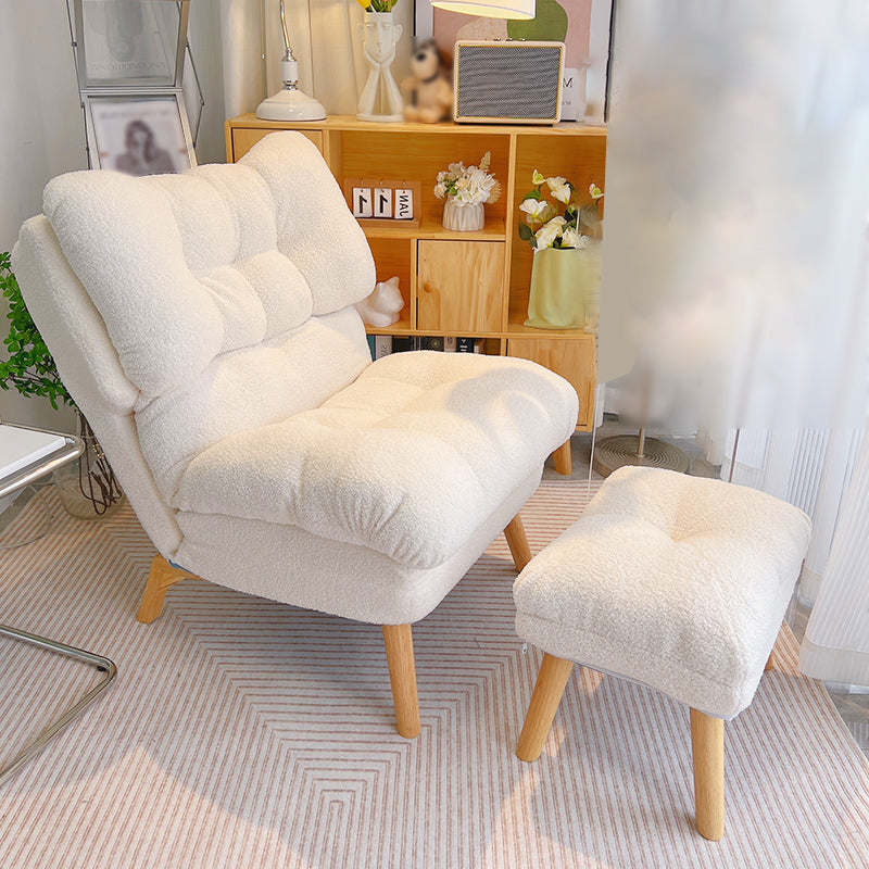 Contemporary Upholstery Recliner Chair Solid Color Standard Recliner Deck Chair with Ottoman White Clearhalo 'Chairs & Seating' 'furn' 'furn_recliners' 'Furniture' 'Living Room Furniture' 'Recliners' 6920439