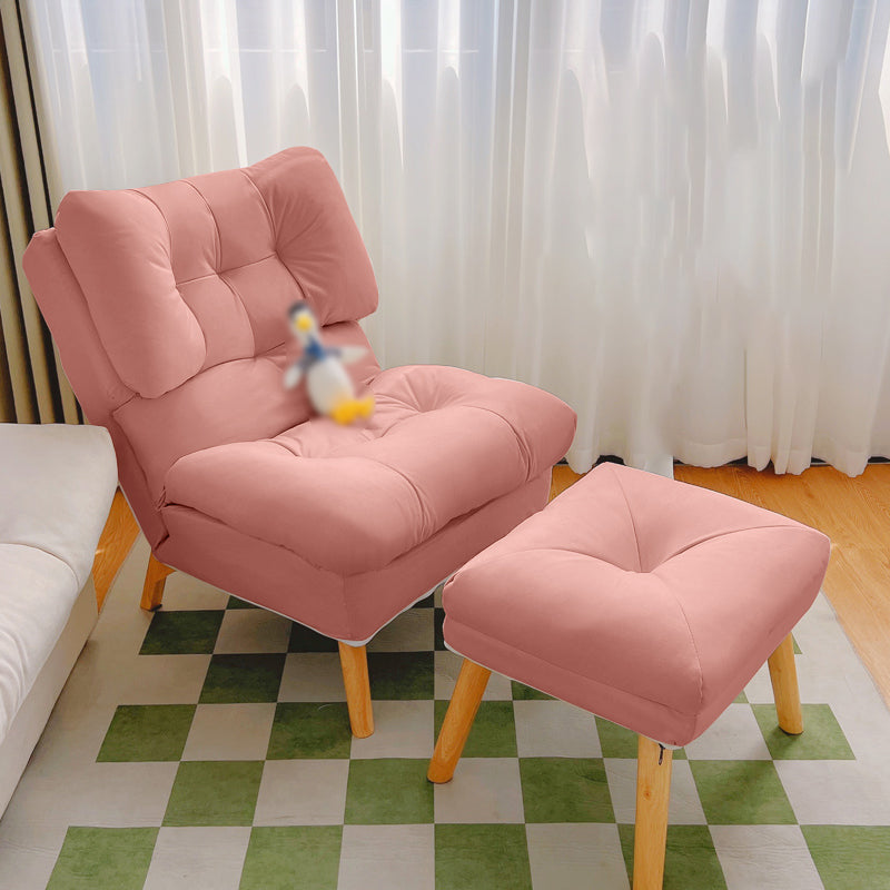 Contemporary Upholstery Recliner Chair Solid Color Standard Recliner Deck Chair with Ottoman Pink Clearhalo 'Chairs & Seating' 'furn' 'furn_recliners' 'Furniture' 'Living Room Furniture' 'Recliners' 6920441