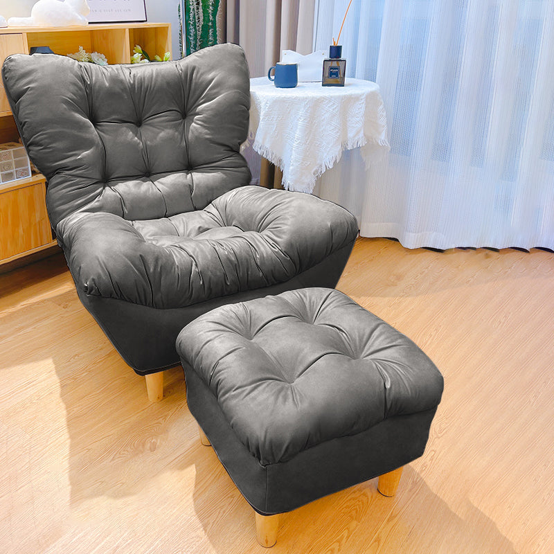 Contemporary Upholstery Recliner Chair Solid Color Standard Recliner Deck Chair with Ottoman Dark Gray Clearhalo 'Chairs & Seating' 'furn' 'furn_recliners' 'Furniture' 'Living Room Furniture' 'Recliners' 6920442