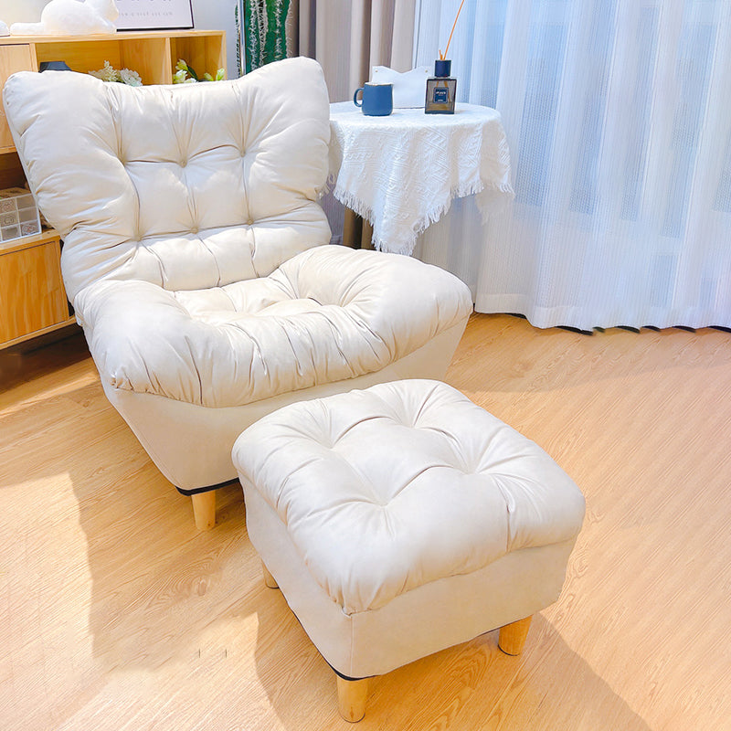 Contemporary Upholstery Recliner Chair Solid Color Standard Recliner Deck Chair with Ottoman Beige Clearhalo 'Chairs & Seating' 'furn' 'furn_recliners' 'Furniture' 'Living Room Furniture' 'Recliners' 6920445