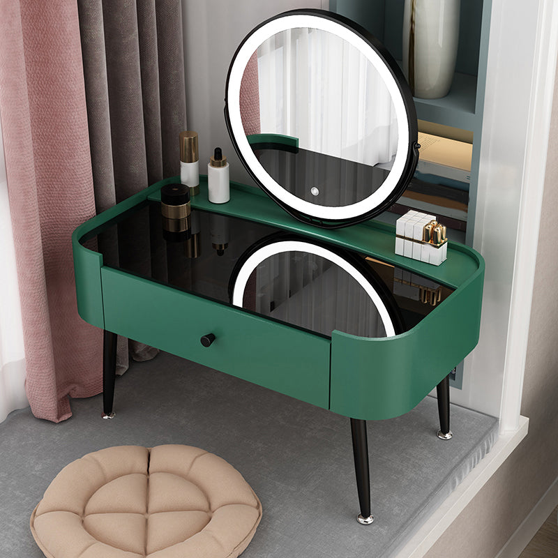 Contemporary 16.5" H Makeup Counter Bedroom Glass Make-up Vanity with Drawer