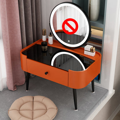 Contemporary 16.5" H Makeup Counter Bedroom Glass Make-up Vanity with Drawer