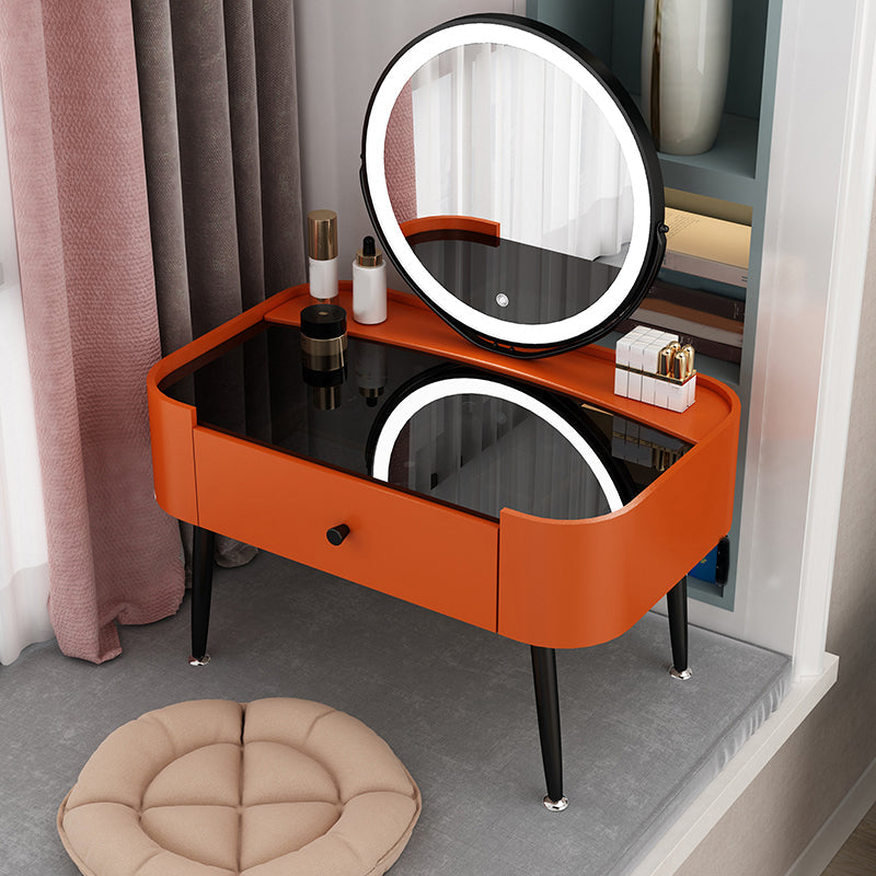 Contemporary 16.5" H Makeup Counter Bedroom Glass Make-up Vanity with Drawer