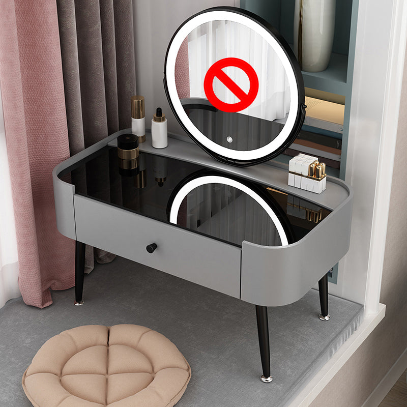 Contemporary 16.5" H Makeup Counter Bedroom Glass Make-up Vanity with Drawer
