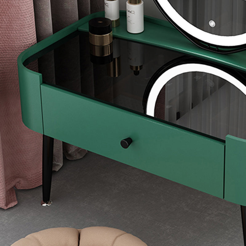 Contemporary 16.5" H Makeup Counter Bedroom Glass Make-up Vanity with Drawer