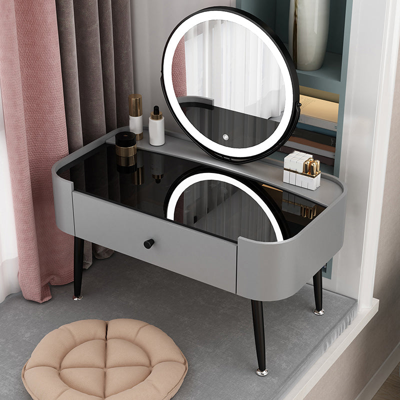 Contemporary 16.5" H Makeup Counter Bedroom Glass Make-up Vanity with Drawer