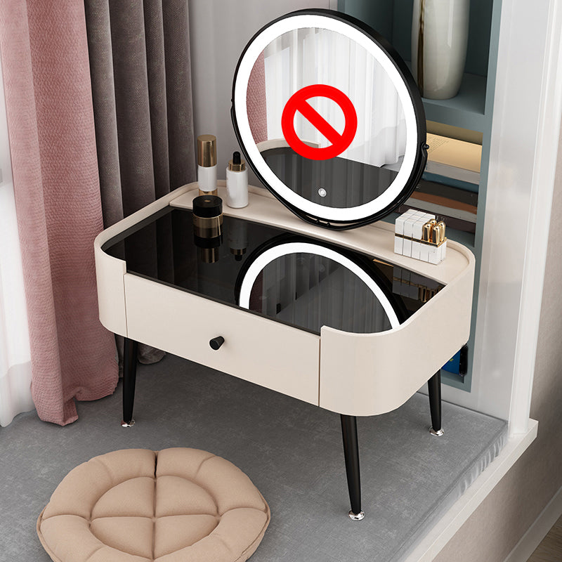 Contemporary 16.5" H Makeup Counter Bedroom Glass Make-up Vanity with Drawer