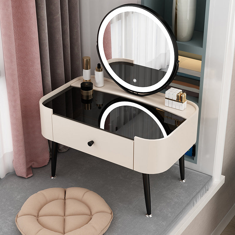 Contemporary 16.5" H Makeup Counter Bedroom Glass Make-up Vanity with Drawer