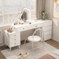 Modern Lighted Mirror Dressing Table Bedroom Makeup Table in White