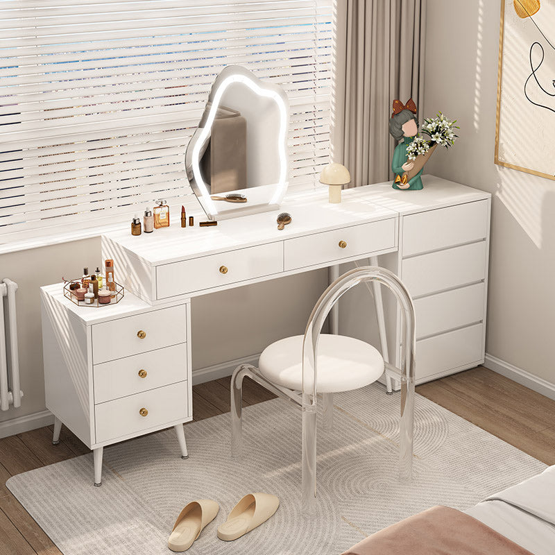 Modern Lighted Mirror Dressing Table Bedroom Makeup Table in White