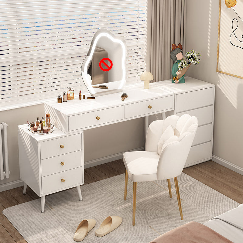Modern Lighted Mirror Dressing Table Bedroom Makeup Table in White