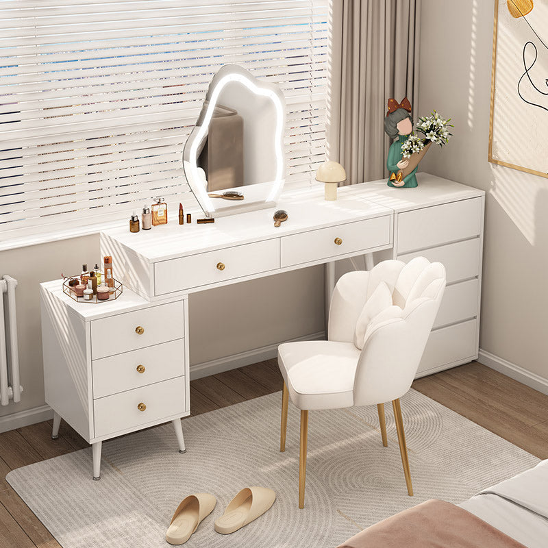 Modern Lighted Mirror Dressing Table Bedroom Makeup Table in White