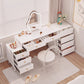 Modern Lighted Mirror Dressing Table Bedroom Makeup Table in White