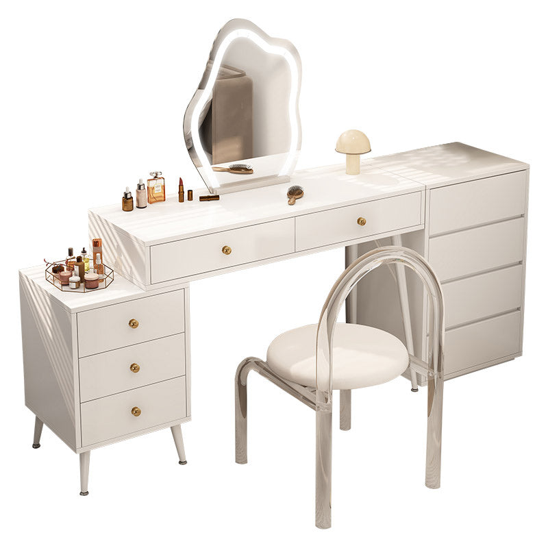 Modern Lighted Mirror Dressing Table Bedroom Makeup Table in White