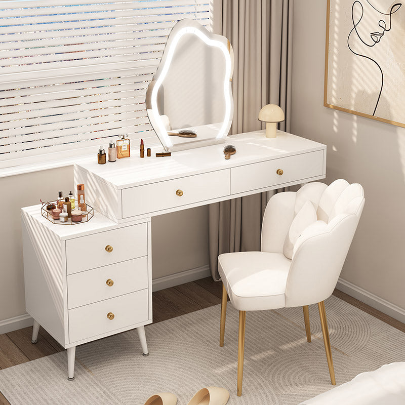 Modern Lighted Mirror Dressing Table Bedroom Makeup Table in White