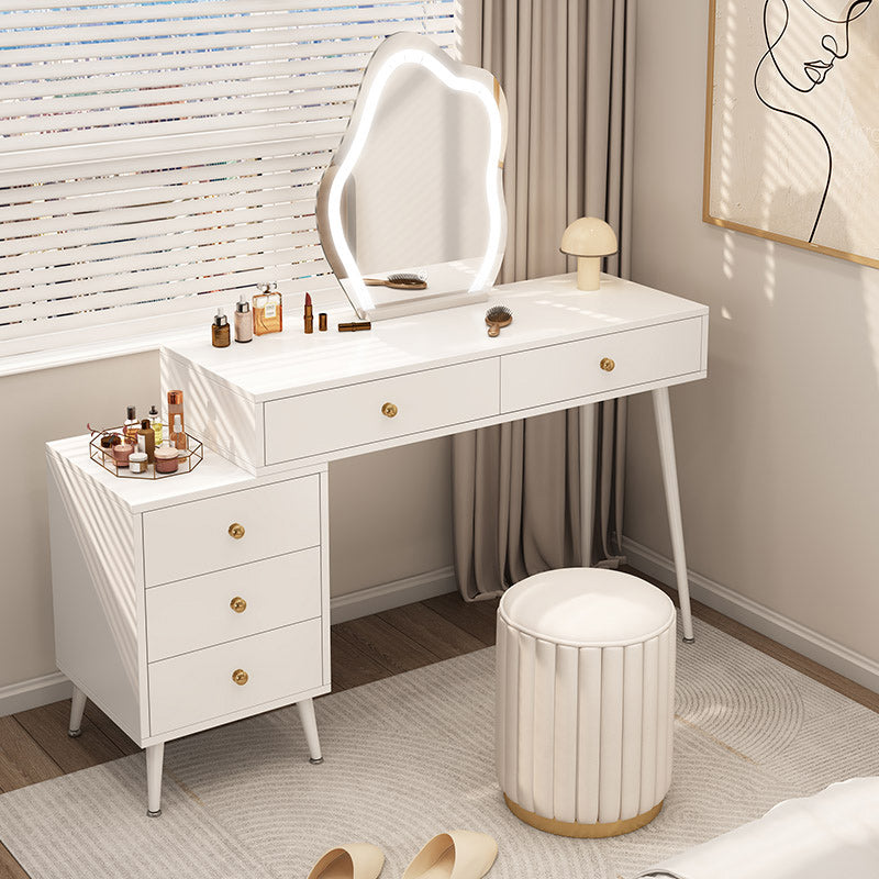 Modern Lighted Mirror Dressing Table Bedroom Makeup Table in White